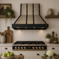 FORNO Ambassador Valente 48" 304 CFM Wall Mount Range Hood with 3 Speeds, LED Light in Fingerprint Resistant Black, Antique Brass and Copper Rivet Trim, FRHWM5099-48CPBLK