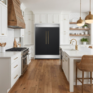 FORNO Maderno 60" 27.2 cu. ft. Convertible Refrigerator and Freezer with Modern Trim Kit in Black with Antique Brass Handles, FFFFD1722-60MG-BLK