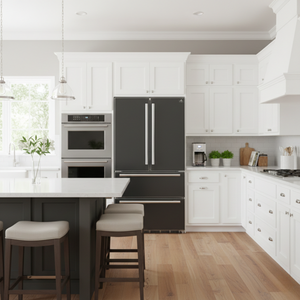 FORNO Espresso Moena 36" 19.2 cu. ft. Counter Depth Refrigerator with Ice Maker in Black with Stainless Steel Handles, FFRBI1820-36BLK