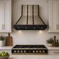 FORNO Ambassador Valente 48" 304 CFM Wall Mount Range Hood with 3 Speeds, LED Light in Fingerprint Resistant Black, Antique Brass and Copper Rivet Trim, FRHWM5099-48CPBLK