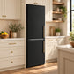 FORNO Custodia 23.4" 10.3 cu. ft. Left Swing Refrigerator with Bottom Freezer and Ice Maker in Black with Antique Brass Accents, FFFFD1766-24BLK-LS