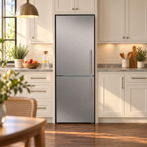FORNO Custodia 23.4" 10.3 cu. ft. Left Swing Refrigerator with Bottom Freezer and Ice Maker in Stainless Steel, FFFFD1766-24LS