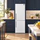 FORNO Custodia 23.4" 10.3 cu. ft. Right Swing Refrigerator with Bottom Freezer in White with Antique Brass Accents, FFFFD1766-24WHT-RS