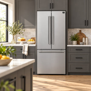FORNO Gallipoli 30" 17.5 cu. ft. French Door Refrigerator in Stainless Steel with Ice Maker, FFFFD1974-31SB