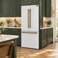 FORNO Espresso Gallipoli 30" 17.5 Cu. Ft. Refrigerator with Ice Maker in White with Antique Brass Handles, FFFFD1974-31WHT