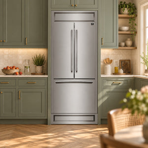 FORNO Gallipoli 35" 17.5 cu. ft. French Door Built-In Refrigerator in Stainless Steel with Ice Maker and Modern Trim Kit, FFFFD1974-35MG