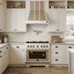 FORNO Ambassador Valente 36" 5.2 cu. ft. Gas Range, 6 Sealed Burners, Convection Oven in White with Antique Brass Accents and Copper Rivet Trim, FFSGS6299-36CPWHT