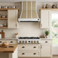 FORNO Ambassador Valente 36" Gas Cooktop, 6 Sealed Burners with Dual Ring Burner, Cast Iron Grates in White with Antique Brass Accents and Copper Rivet Trim, FCTGS5799-36CPWHT