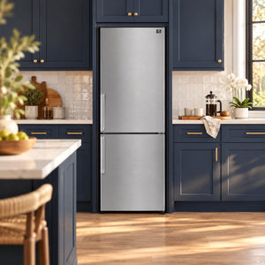 FORNO Guardia 23.4" 10.8 cu. ft. Right Swing Refrigerator with Bottom Freezer in Stainless Steel, FFFFD1778-24RS