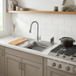 FORNO Acqua 33" Drop-In/Undermount 3 Level Workstation Sink, Waterfall Faucet, Glass Rinser in Stainless Steel, D-WP30