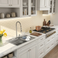 FORNO Acqua 33" Drop-In/Undermount 3 Level Workstation Sink, Waterfall Faucet, Glass Rinser in Stainless Steel, E-XP31