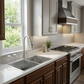 FORNO Acqua 33" Drop-In/Undermount 40/60 Double Bowl Sink, Retractable and Waterfall Faucet in Stainless Steel, H-ZN30