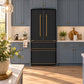 FORNO Espresso Luigi 33" 18 cu. ft. French Door Refrigerator in Black with Antique Brass Handles, FFFFD1791-33BLK
