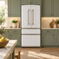 FORNO Espresso Luigi 33" 18 cu. ft. French Door Refrigerator in White with Antique Brass Handles, FFFFD1791-33WHT