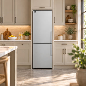 FORNO Guardia 23.4" 10.8 cu. ft. Left Swing Refrigerator with Bottom Freezer in Stainless Steel, FFFFD1778-24LS