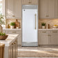 FORNO Maderno 32" 13.6 cu.ft. Left Swing Built-In Convertible Refrigerator/Freezer in White with Antique Brass Handle and Grill Trim, FFFFD1722-32LSG-WHT