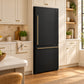 FORNO Espresso Milano 31" 17.2 cu. ft. Right Swing Refrigerator and Bottom Freezer in Black with Antique Brass Handles, FFFFD1785-31BLK