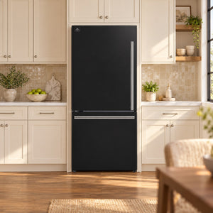 FORNO Espresso Milano 31" 17.2 cu. ft. Left Swing Refrigerator and Bottom Freezer with Ice Maker in Black and Stainless Steel Handles, FFFFD1786-31BLK
