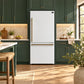 FORNO Espresso Milano 31" 17.2 cu. ft. Right Swing Refrigerator and Bottom Freezer in White with Antique Brass Handles, FFFFD1785-31WHT