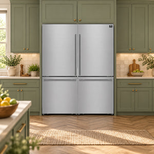 FORNO Espresso Milano 62" 34.4 cu. ft. Side-By-Side Refrigerator with Ice Maker in Stainless Steel, FFFFD1787-60S