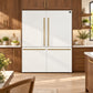 FORNO Espresso Milano 62" 34.4 cu. ft. Side-By-Side Refrigerator with Ice Maker in White with Antique Brass Accents, FFFFD1787-60WHT
