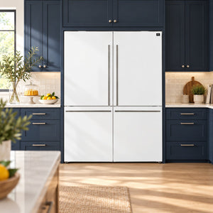 FORNO Espresso Milano 62" 34.4 cu. ft. Side-By-Side Refrigerator with Ice Maker in White with Stainless Steel Accents, FFFFD1787-60WHT