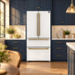 FORNO Espresso Moena 36" 19.2 cu. ft. Counter Depth Refrigerator with Ice Maker in White with Antique Brass Handles, FFRBI1820-36WHT