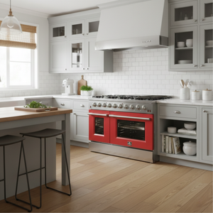 FORNO Galiano 48" 6.58 cu. ft. Gas Range with 8 Italian Burners in Red, FFSGS6244-48RED