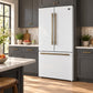 FORNO Rivello 36" French Door Standard Depth Refrigerator with Water and Ice Dispenser in White with Antique Brass Accents, FFFFD1783-36WHT