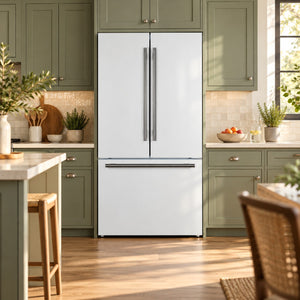 FORNO Rivello 36" French Door Standard Depth Refrigerator with Water and Ice Dispenser in White with Stainless Steel Accents, FFFFD1783-36WHT