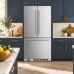 FORNO Rivestito 36" 15.5 cu. ft. Built-In French Door Refrigerator with Automatic Ice Maker and Stainless Steel Panels, FFRBI1811-36