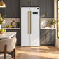 FORNO Espresso Salerno 33" 15.6 cu. ft. Refrigerator in White with Antique Brass Handles, FFRBI1805-33WHT