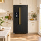 FORNO Espresso Salerno 36" 20 cu. ft. Side-By-Side Refrigerator with Water and Ice Dispenser in Black with Antique Brass Handles