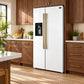 FORNO Espresso Salerno 36" 20 cu. ft. Side-By-Side Refrigerator with Water and Ice Dispenser in White with Antique Brass Handles