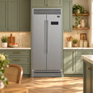 FORNO Salerno 37" 15.6 cu. ft. Side-by-Side Built-In Refrigerator in Stainless Steel and Grill Trim Kit, FFRBI1805-37SG