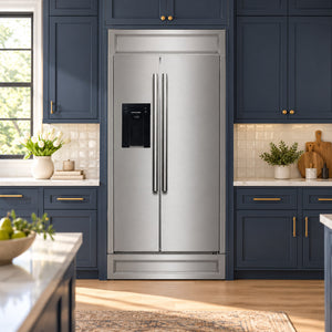 FORNO Salerno 40" 20 cu. ft. Side-by-Side Built-In Refrigerator with Water and Ice Dispenser and Modern Trim Kit, FFRBI1844-40MG
