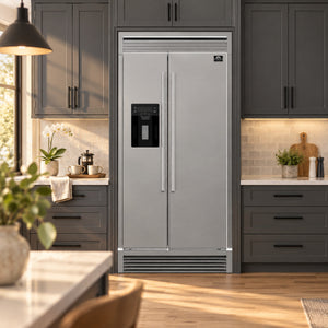 FORNO Salerno 40" 20 cu. ft. Side-by-Side Built-In Refrigerator with Water and Ice Dispenser and Grill Trim Kit, FFRBI1844-40SG