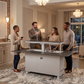 FORNO Elevato Smart Bar Table with 5.2 cu. ft. Fridge/Freezer, Motorized Lift System, Bluetooth Control in Sandstone Black, FBTFR7037-72BLK