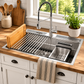 FORNO Acqua 33" Drop-In/Undermount 3 Level Workstation Sink, Chef Faucet, Glass Washing Station in Stainless Steel, D-WP31