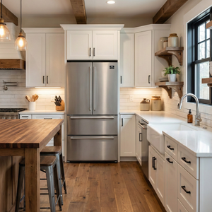 FORNO Moena 36" 19.2 cu. ft. Counter Depth Refrigerator with Ice Maker in Stainless Steel, FFRBI1820-36SB