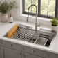 FORNO Acqua 33" Drop-In/Undermount 3 Level Workstation Sink, Chef Faucet, Glass Washing Station in Stainless Steel, D-WP31