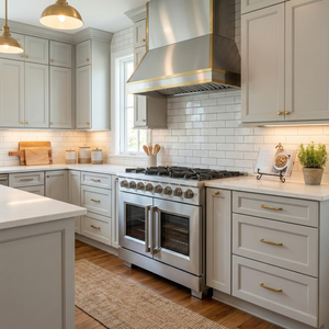 FORNO Capriasca 36" 5.36 cu. ft. Dual Fuel Range with 6 Brass Burners, Air Fryer Kit, Rotisserie Kit, Wok Support & Griddle in Stainless Steel, FFSGS6387-36