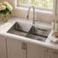 FORNO Acqua 33" Drop-In/Undermount 50/50 Double Bowl Sink, Waterfall Faucet in Stainless Steel, G-ZN30