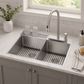 FORNO Acqua 33" Drop-In/Undermount 40/60 Double Bowl Sink, Retractable and Waterfall Faucet in Stainless Steel, H-XN30