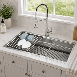 FORNO Acqua 45" Drop-In/Undermount 3 Level Workstation Sink, Custom Fit Accessories in Stainless Steel, J-WP32