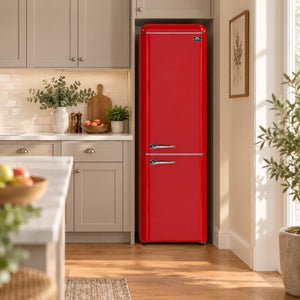 FORNO Storico 22" 9 cu. ft. Retro Refrigerator in Red with Silver Handle, FFFFD1745-22RED