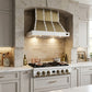 FORNO Ambassador Valente 36" 427 CFM Wall Mount Range Hood with 3 Speeds, LED Light in Fingerprint Resistant White, Antique Brass and Copper Rivet Trim, FRHWM5099-36CPWHT