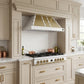 FORNO Ambassador Valente 48" 304 CFM Wall Mount Range Hood with 3 Speeds, LED Light in Fingerprint Resistant White, Antique Brass and Copper Rivet Trim, FRHWM5099-48CPWHT