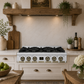 FORNO Ambassador Valente 36" Gas Cooktop, 6 Sealed Burners with Dual Ring Burner, Cast Iron Grates in White with Antique Brass Accents and Copper Rivet Trim, FCTGS5799-36CPWHT