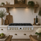 FORNO Ambassador Valente 48" Gas Cooktop, 8 Sealed Burners with 2 Dual Ring Burners, Cast Iron Grates in White with Antique Brass Accents and Copper Rivet Trim, FCTGS5799-48CPWHT
